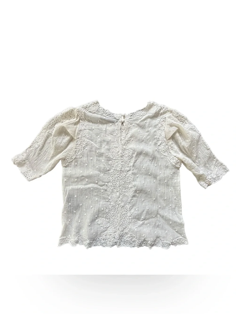 The Kooples Cream Lace Embroidered Blouse